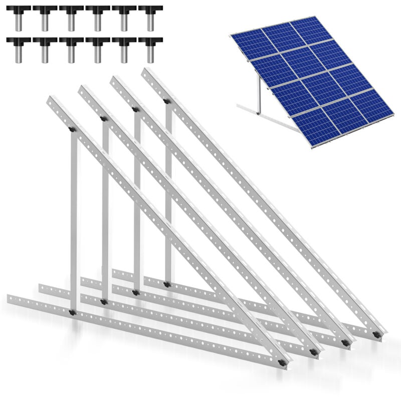 foto del prodotto randaco swanew supporto per pannello solare fino a 104 cm tetto piano fotovoltaico regolabile da 0 a 90 set di 4 alluminio