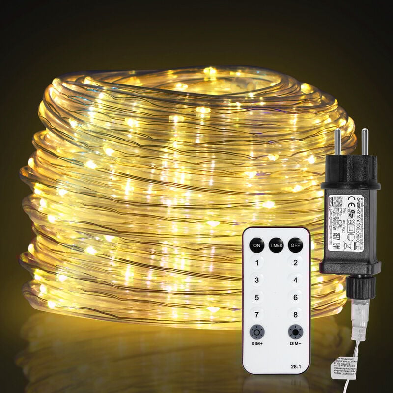foto del prodotto randaco tubo luminoso a led con telecomando catena luminosa tubo luminoso da esterno interno rete luminosa wedding yellow 10m