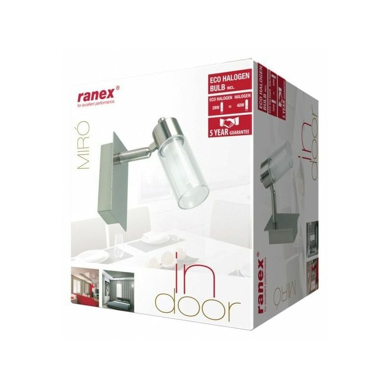 foto del prodotto ranex applique in acciaio girevole faretto da parete lampada inclusa g9 inclusa