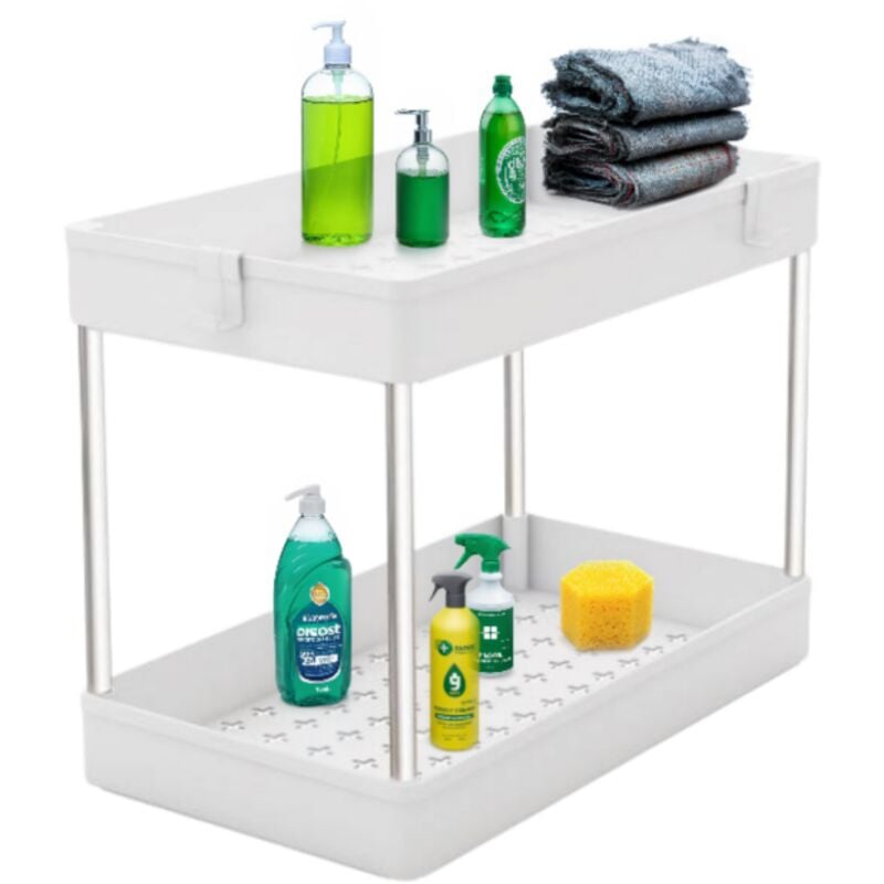 foto del prodotto rangement sous evier tag re cuisine blanc 2 niveaux