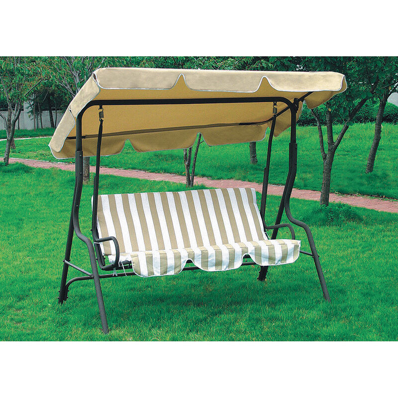 foto del prodotto ranieri dondolo sofa 3 posti in acciaio verniciato telo bianco beige