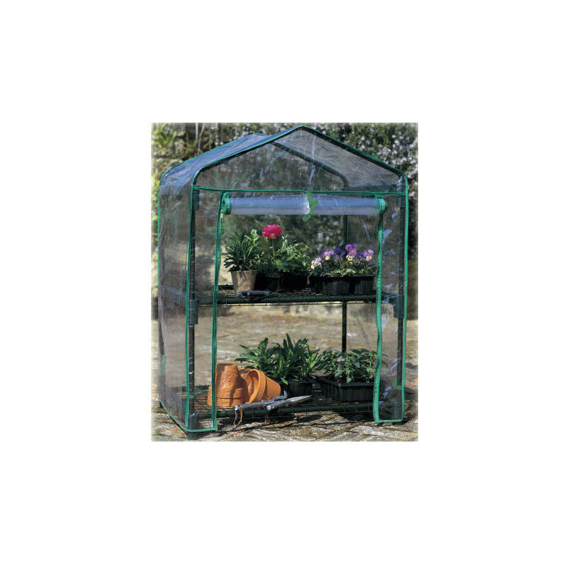 foto del prodotto ranieri serra 2 ripiani da giardino in alluminio verniciato e copertura in pvc