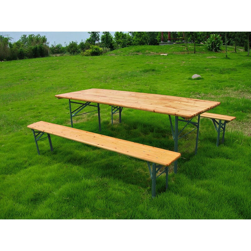 foto del prodotto ranieri set birreria da giardino tavolo 2 panche birreria in legno struttura in ferro