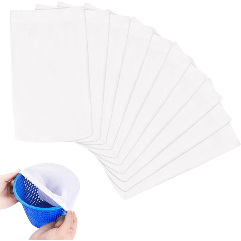 foto del prodotto rapanda 10 pezzi di calzini skimmer riutilizzabili in tessuto elastico di nylon per filtri in grado di intrappolare polline, foglie, capelli