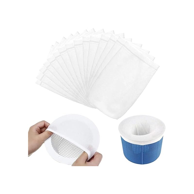 foto del prodotto rapanda 15 pezzi calzini per skimmer da piscina, calzini filtranti in nylon elastico ultrasottile, riutilizzabili per cestello skimmer, trattengono