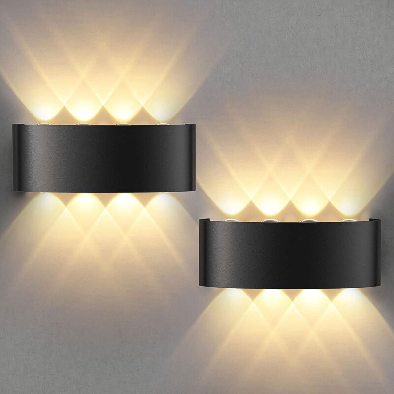 foto del prodotto rapanda 2 pezzi moderna lampada da parete a led impermeabile, applique da parete a led in alluminio, per interni ed esterni, per bagno, camera da