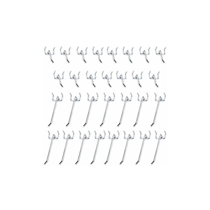 foto del prodotto rapanda 30 ganci per pannelli forati in metallo, accessori per pannelli forati set di ganci singoli da 10 cm e 5 cm per garage, capannoni per