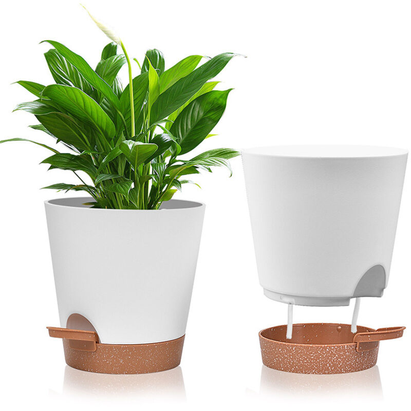 foto del prodotto rapanda 5 vasi da fiori in plastica, vasi da fiori piante in plastica da 6 pollici, autoirriganti con sottovaso, adatti per giardini da balcone