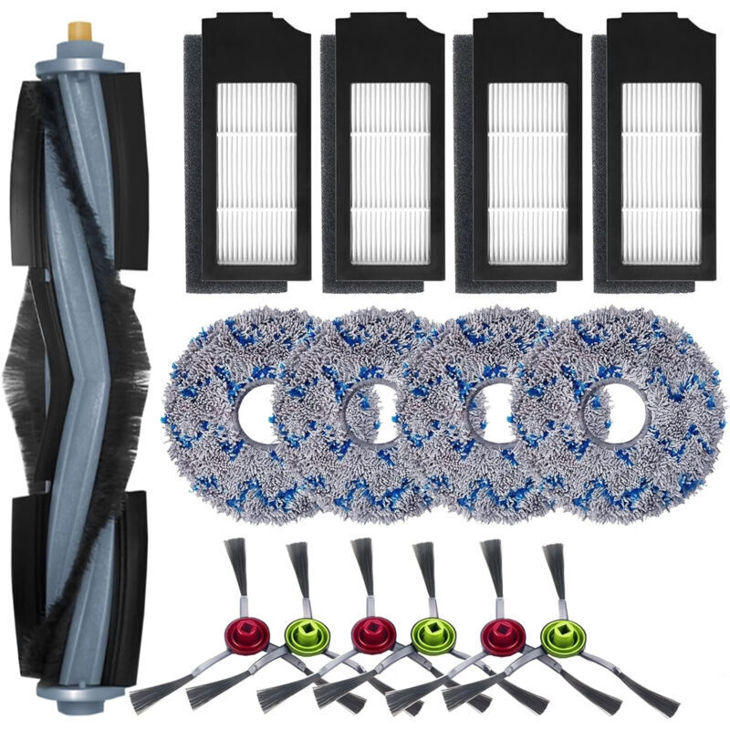 foto del prodotto rapanda accessori per aspirapolvere ecovacs deebot x1 omni x1 e omni x1 turbo, 1 spazzola principale, 6 spazzole laterali, 4 panni per il