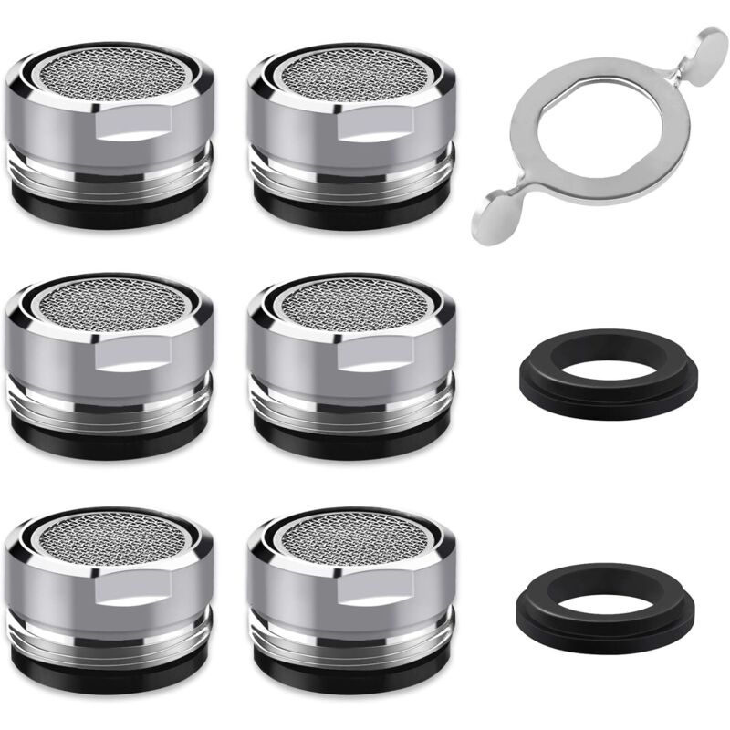 foto del prodotto rapanda aeratore per rubinetto m24, aeratore per rubinetto a risparmio idrico da 6 pezzi con filtro in acciaio inossidabile e abs, include 8