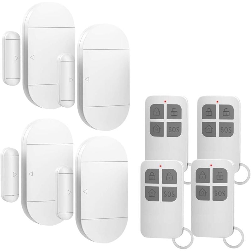 foto del prodotto rapanda allarme domestico 4 pezzi allarme per porte e finestre sensore wireless magnetico con 4 telecomandi per sistema di sicurezza domestica
