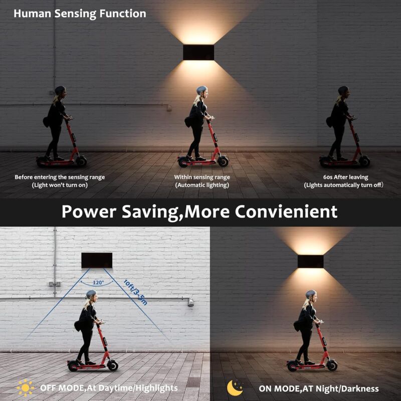 foto del prodotto rapanda applique a led da 24 w per interni ed esterni con sensore di movimento, dimmerabile su e gi , luce bianca calda, lampada da parete a led