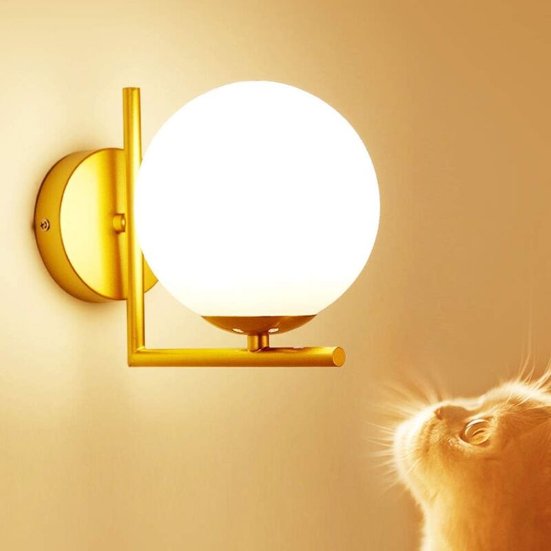 foto del prodotto rapanda applique da parete per interni retr a sfera in vetro e27 con paralume rotondo in vetro, illuminazione creativa per corridoio, soggiorno,