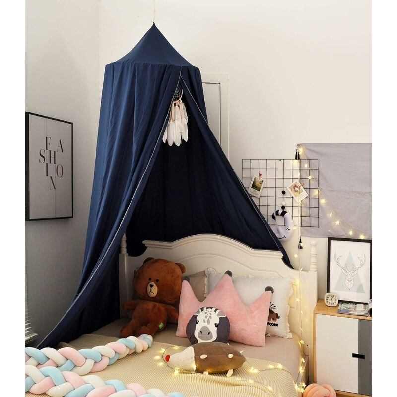 foto del prodotto rapanda baldacchino baldacchino per neonato cotone zanzariera per cameretta altezza 270 cm blu navy