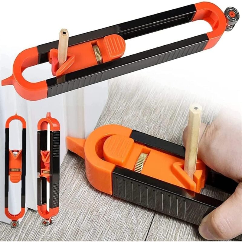 foto del prodotto rapanda calibro di contorno preciso con blocco, righello per tracciatura di profili, calibro di contorno per lavorazione del legno, duplicatore di