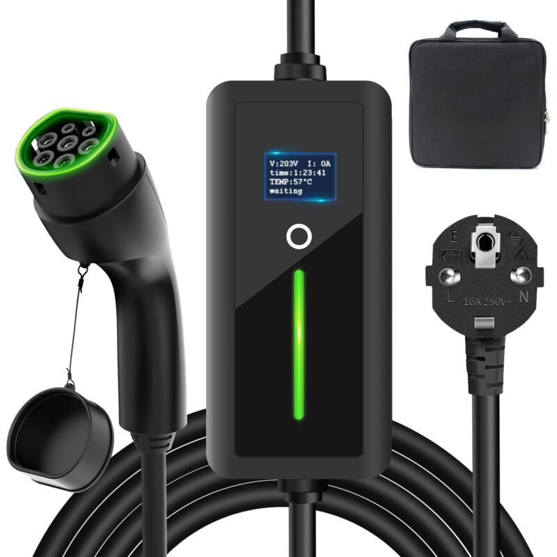 foto del prodotto rapanda caricabatterie mobile, cavo di ricarica portatile da 3,5 kw con spina schuko ue, impermeabile ip67, 7,5 metri, cavo di ricarica da 16 a,