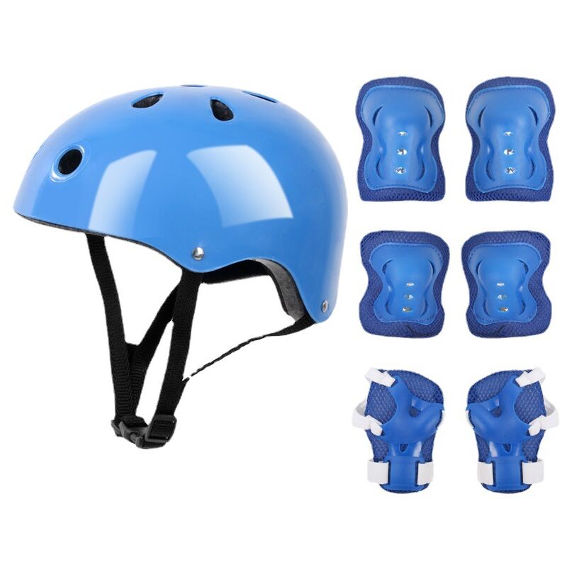 foto del prodotto rapanda caschi, set equipaggiamento protettivo per pattinaggio casco blu equipaggiamento protettivo