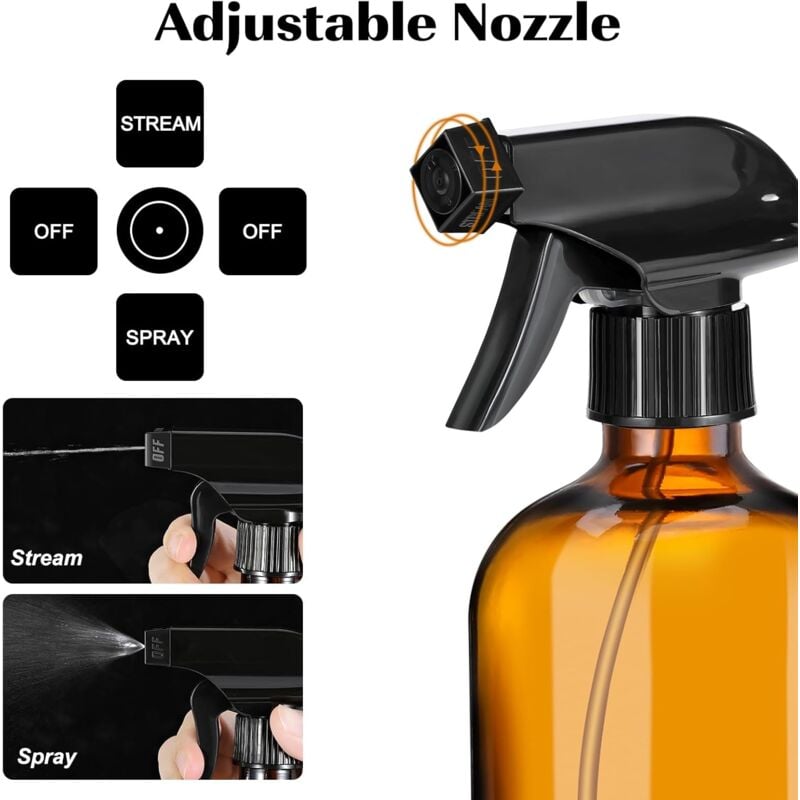 foto del prodotto rapanda confezione da 3 flaconi spray in vetro ambrato per soluzione detergente, oli essenziali botanici per capelli 14 once fluide bottiglie