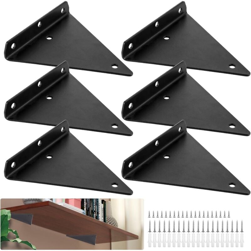foto del prodotto rapanda confezione da 6 staffe per mensole triangolari, 14 x 13 cm, staffe per mensole galleggianti, staffe per mensole in metallo da parete