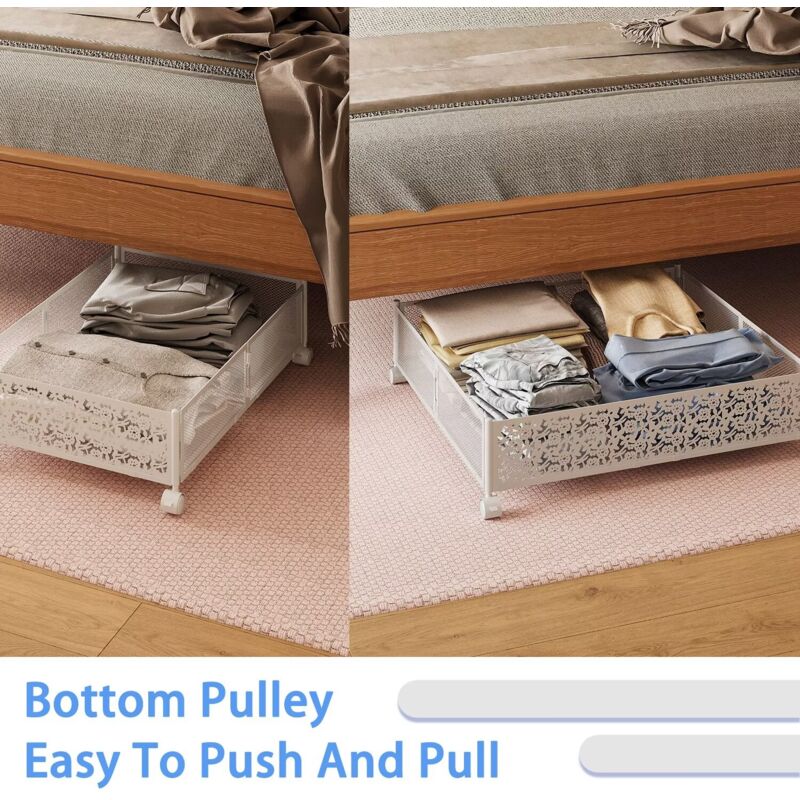 foto del prodotto rapanda contenitori portaoggetti sotto il letto, portascarpe sotto il letto con rotelle, organizzazione portaoggetti pieghevole per camera da letto