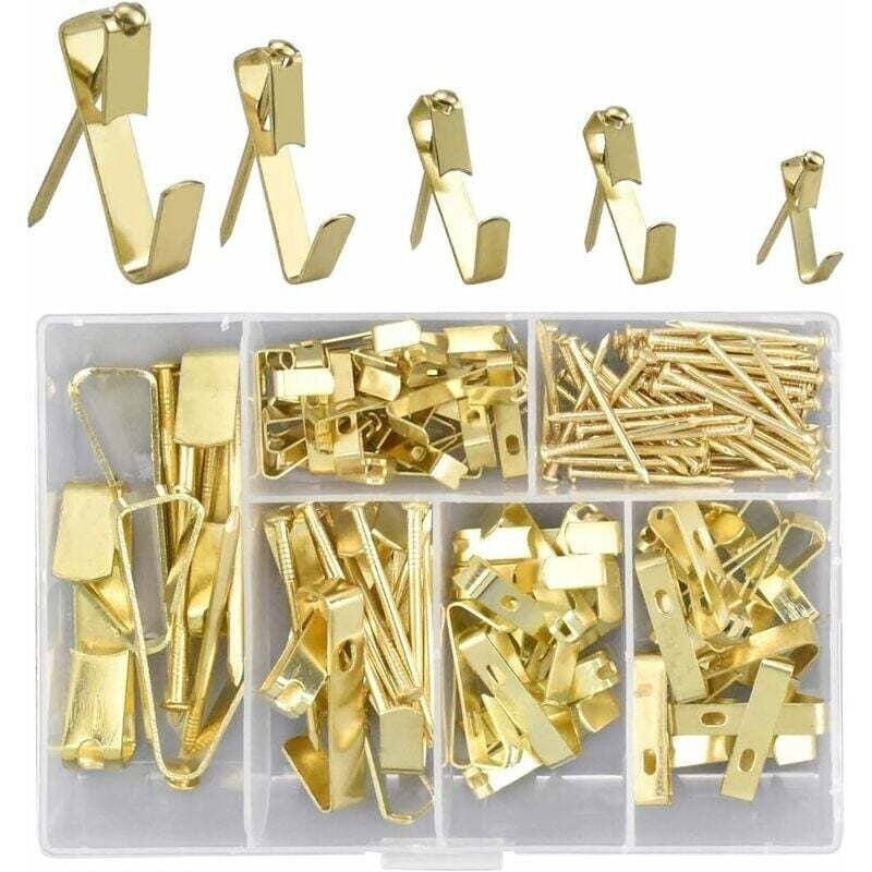 foto del prodotto rapanda cornice e fissaggio per quadri, 3 ganci per quadri, ganci per quadri resistenti con chiodi, kit per appendere quadri su legno cartongesso,