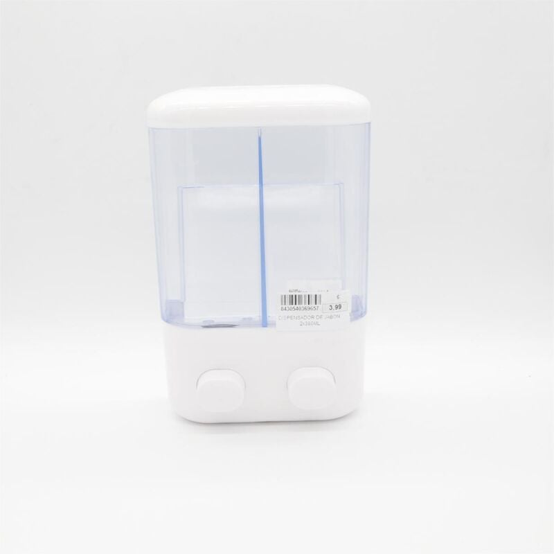 foto del prodotto rapanda dispenser di sapone bianco a parete, dispenser di sapone sanitario, disinfettante per le mani 2x380ml