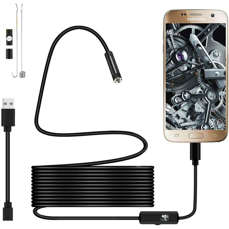 foto del prodotto rapanda endoscopio usb 720p telecamera endoscopio 5,5 mm ip67 telecamere di ispezione con sonda impermeabile cavo semirigido da 2 m con 6 led, tipo