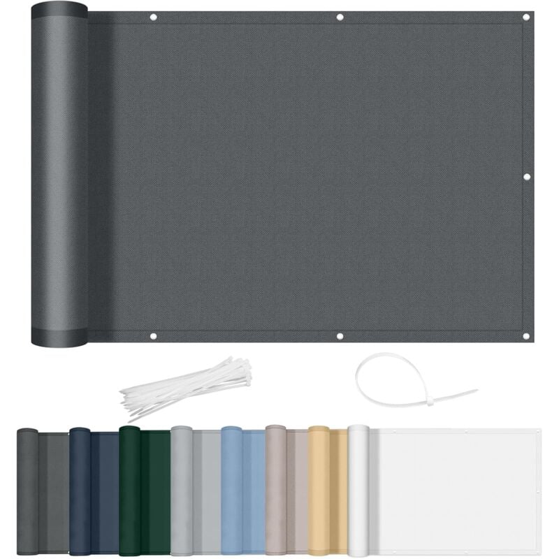 foto del prodotto rapanda frangivista per balcone 90 x 200 cm, impermeabile, coprente, antivento, con fori e fascette stringicavo, per terrazza esterna, antracite