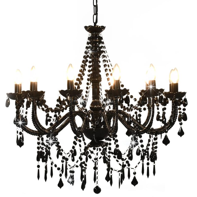 foto del prodotto rapanda furniture limited lampadario con perline nero 12 lampadine e14