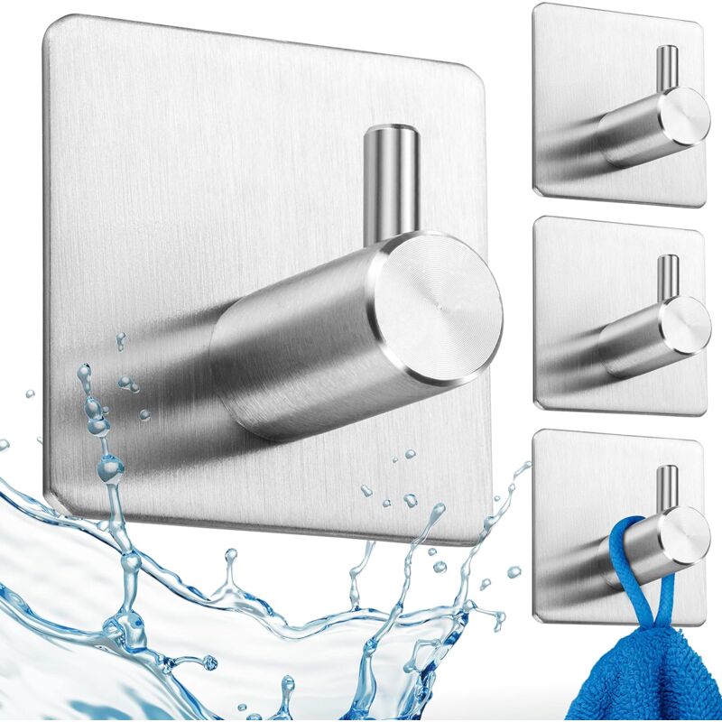 foto del prodotto rapanda gancio appendiabiti da bagno, confezione da 4 ganci autoadesivi in acciaio inossidabile 304 per bagno, camera da letto, cucina, gancio