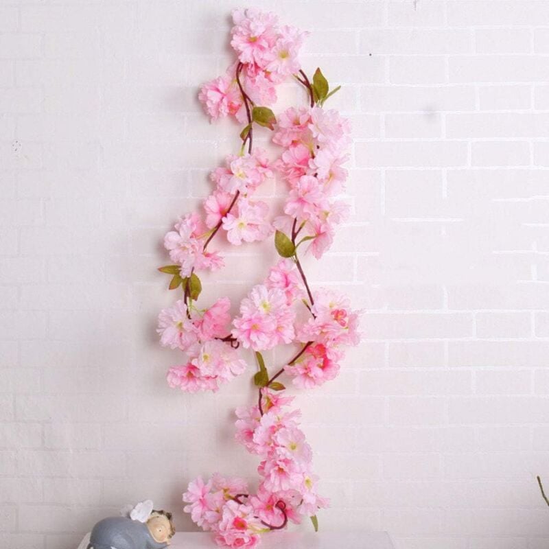 foto del prodotto rapanda ghirlanda di fiori di ciliegio finti sakura appesi, ghirlanda di edera in rattan per matrimoni, casa e festival, 5 pezzi, rosa, 177 cm