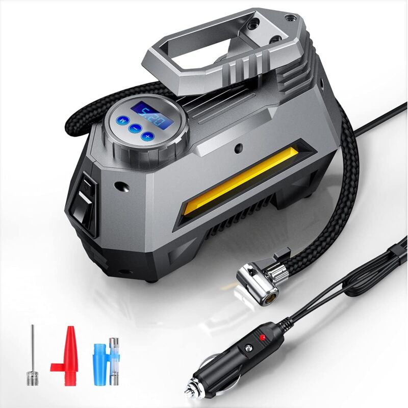 foto del prodotto rapanda gonfiatore per pneumatici con compressore d aria portatile el 3631 pompa per pneumatici per auto con manometro digitale 150 psi 12 v cc ,