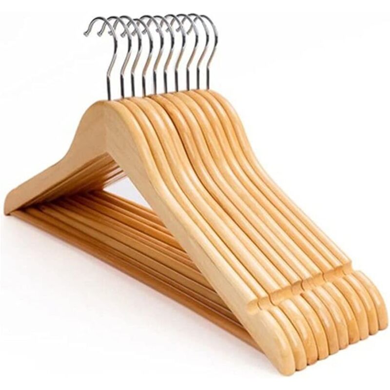 foto del prodotto rapanda grucce in legno per vestiti, camicie, vestiti, pantaloni, antiscivolo, 10 pezzi 44,5 cm