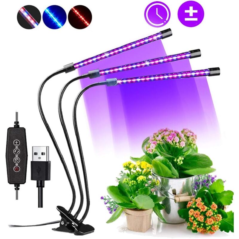 foto del prodotto rapanda illuminazione per l orticoltura lampada per coltivazione, lampada per piante a clip regolabile con spettro completo da 60 led con 3 timer e