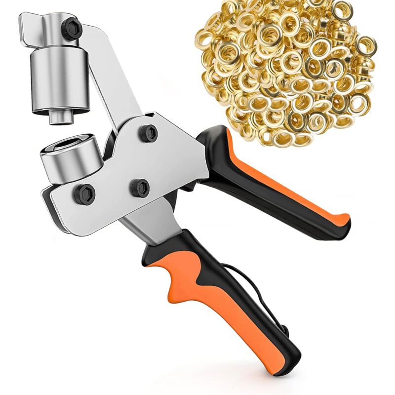 foto del prodotto rapanda kit occhielli in metallo da 10 mm, pinza per occhielli con 300 occhielli, pinza per occhielli, set di perforatori professionali per tessuti