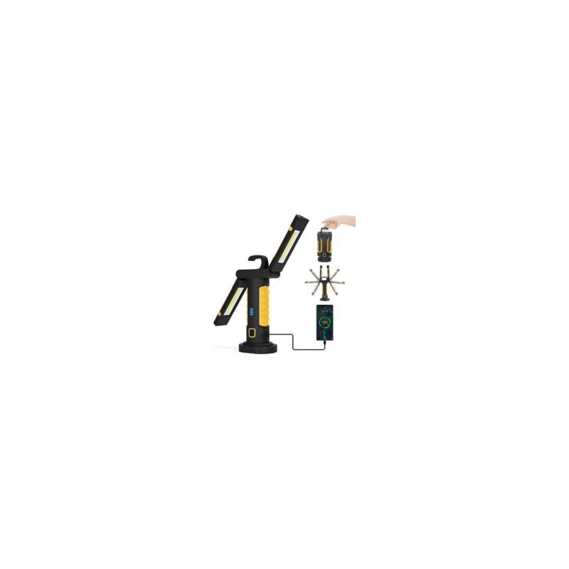 foto del prodotto rapanda lampada da lavoro a led portatile a pannocchia magnetica 1200 lumen, illuminazione multi angolo, ricaricabile per veicoli meccanici