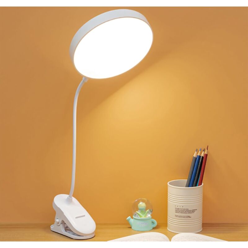 foto del prodotto rapanda lampada da lettura a led ricaricabile con clip, 3 modalit di protezione per gli occhi, dimmerabile, regolazione del collo a 360 ,