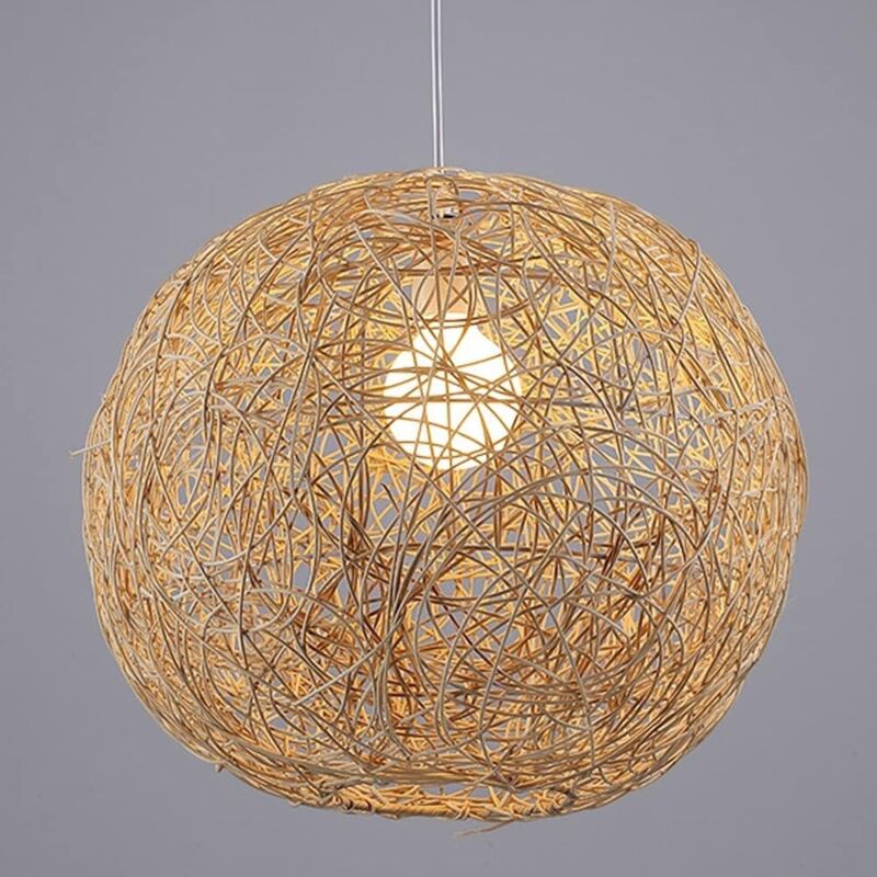 foto del prodotto rapanda lampada da soggiorno in fattoria con lampada a sospensione con paralume in vimini intrecciato e globo in rattan lampadari da soffitto con