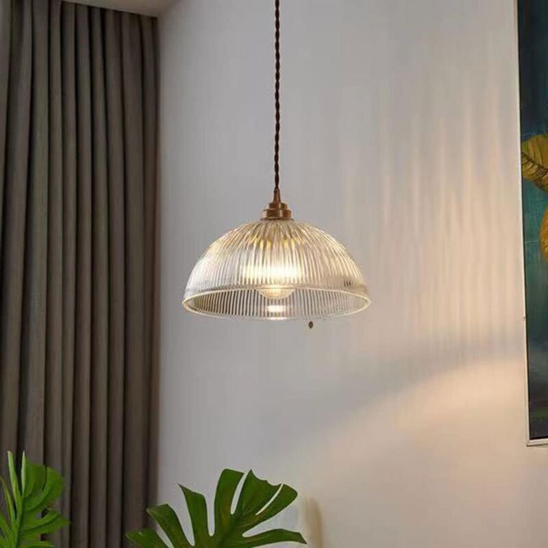 foto del prodotto rapanda lampadario in vetro creativo a forma di ciotola, paralume a sospensione in vetro a strisce creativo, plafoniere con sorgente luminosa e27