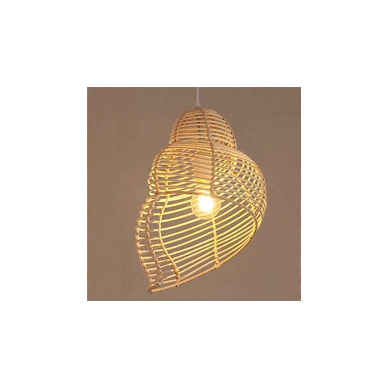foto del prodotto rapanda lampadario moderno a conchiglia lampadario a sospensione in vimini intrecciato a mano lampadario a cupola aperta in rattan lampadario a