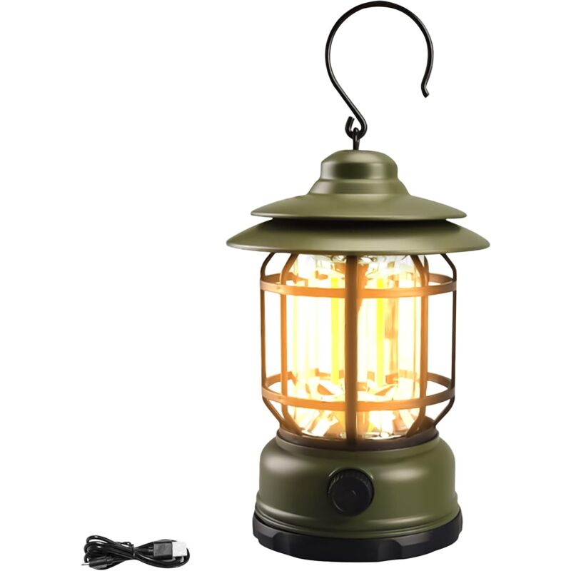 foto del prodotto rapanda lanterna tempesta vintage, lampada led portatile ricaricabile, lampada da campeggio elettrica, lanterne led da esterno, luminosit 