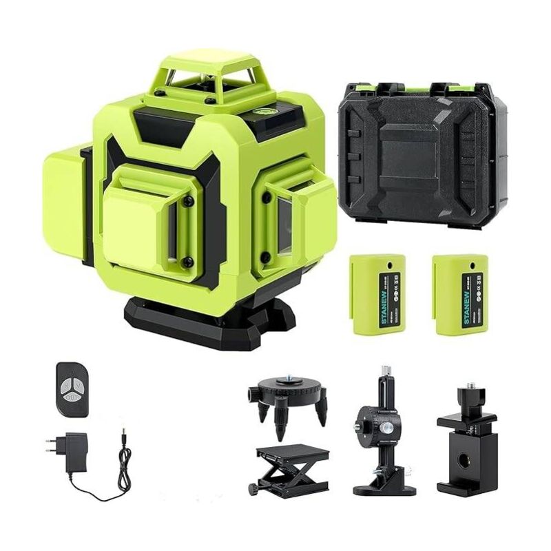 foto del prodotto rapanda livella laser autolivellante per cantieri edili 360 x4, livelli laser 4d a 16 linee, livellamento automatico, staffa girevole, telecomando,