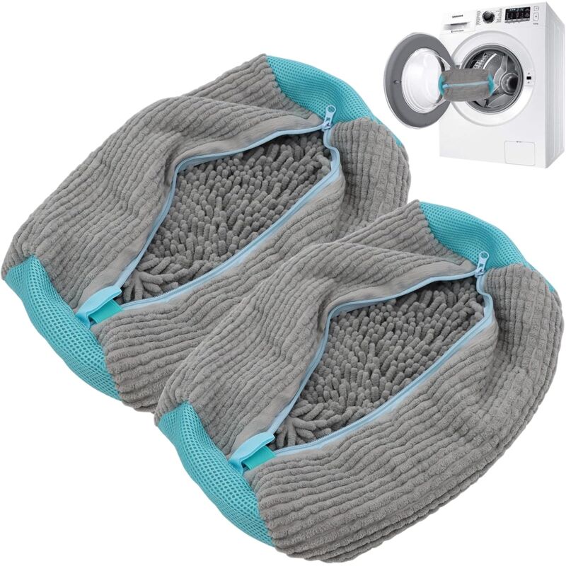 foto del prodotto rapanda lot de 2 sacs de lavage pour chaussures en forme de baskets, fermeture clair, pour machine laver, protection pour chaussures et