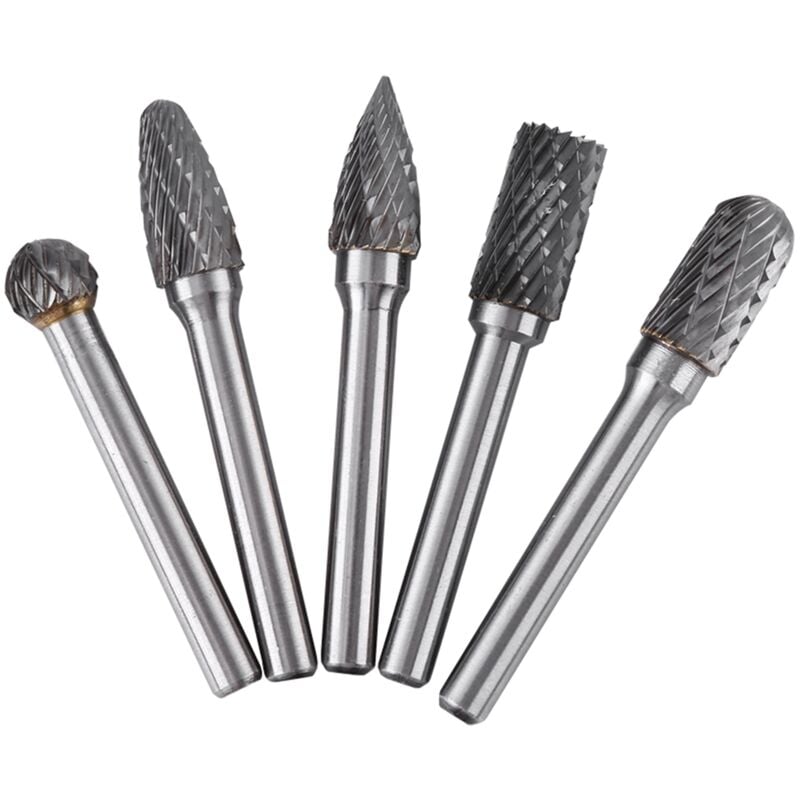 foto del prodotto rapanda lot de 5 fraises rotatives en acier au tungst ne avec tige de 6 mm et t te de 10 mm