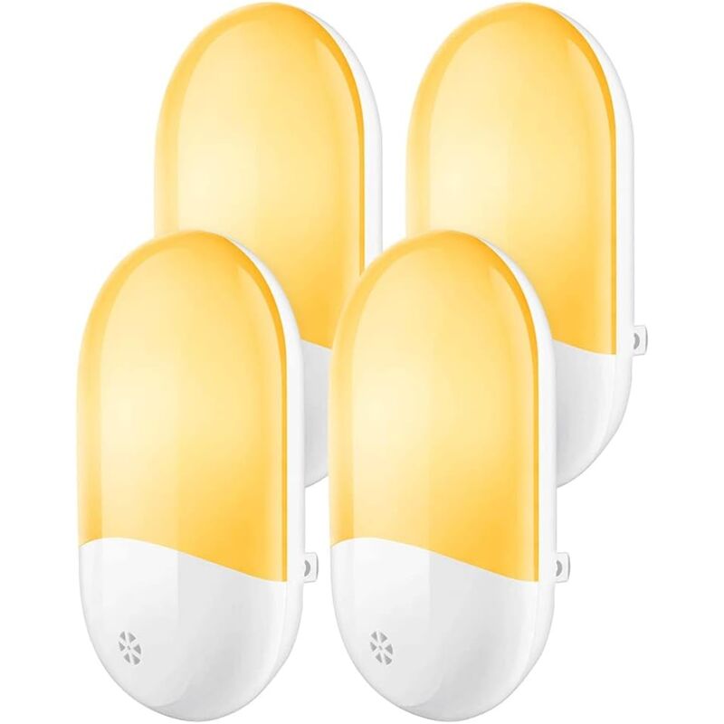 foto del prodotto rapanda luce notturna, set di 4 luci notturne con sensore di luce lampada a led luce calda per corridoio camera da letto garage corridoio cucina