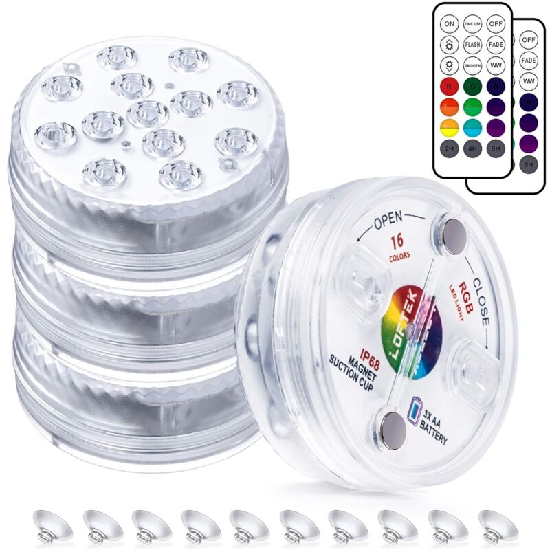 foto del prodotto rapanda luci per piscina, luci led sommergibili, illuminazione sommergibile multicolore, con telecomando, lampade di illuminazione impermeabili,