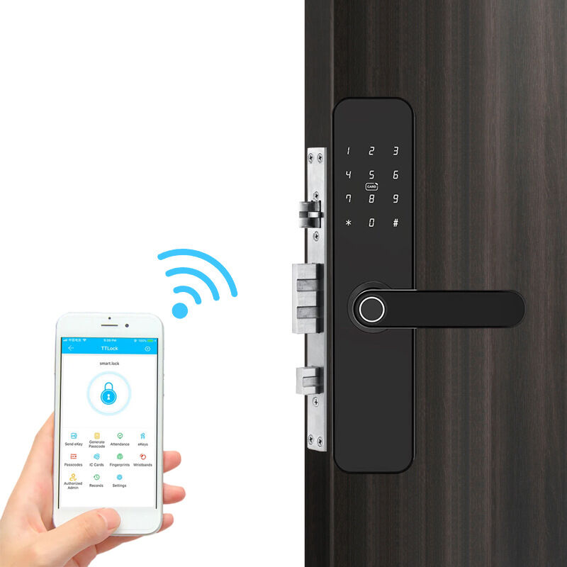 foto del prodotto rapanda maniglia per porta intelligente con app intelligente impronta digitale scheda ic password chiave di riserva, maniglia per porta con