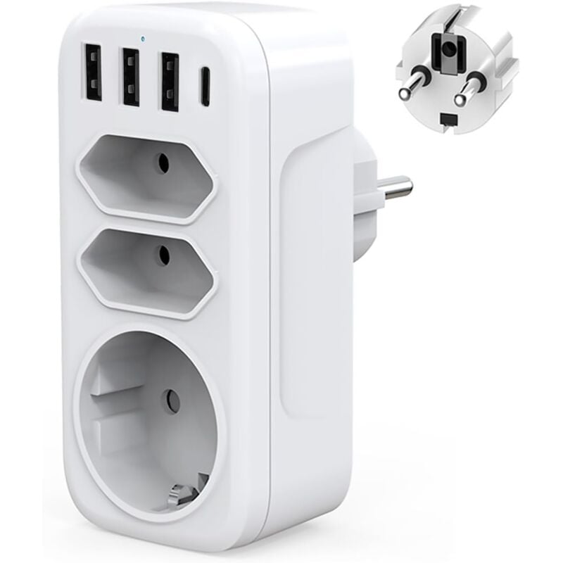 foto del prodotto rapanda multipresa da parete usb c, adattatore per presa elettrica da 4000 w, caricabatterie multiplo usb con 3 porte usb tipo c, 1 presa schuko