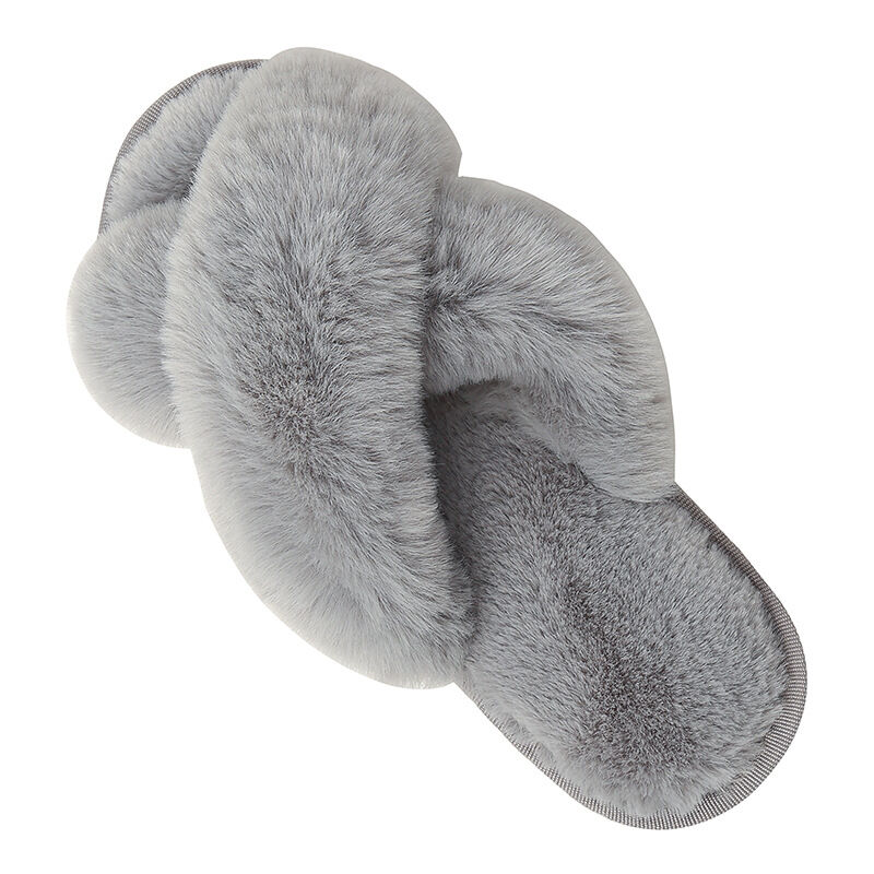 foto del prodotto rapanda pantofole invernali in peluche con cinturino incrociato grigie 42 43eu