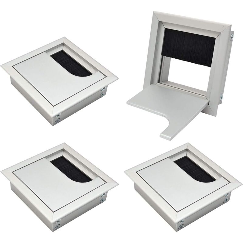 foto del prodotto rapanda passacavo copertura canalina per cavi quadrata 80x80mm per incasso su tavolo scrivania organizzatore per cavi per mobili alluminio